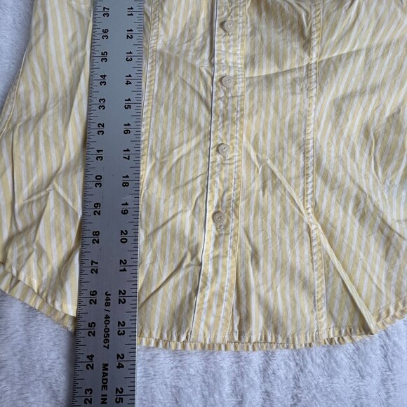 Club Monaco Womens Yellow White Striped Button-Down Shirt Size Small 3/4 Sleeve - Picture 8 of 8